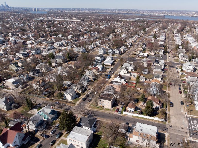 Westbound 43rd street in Pennsauken with Philadelphia in the backround